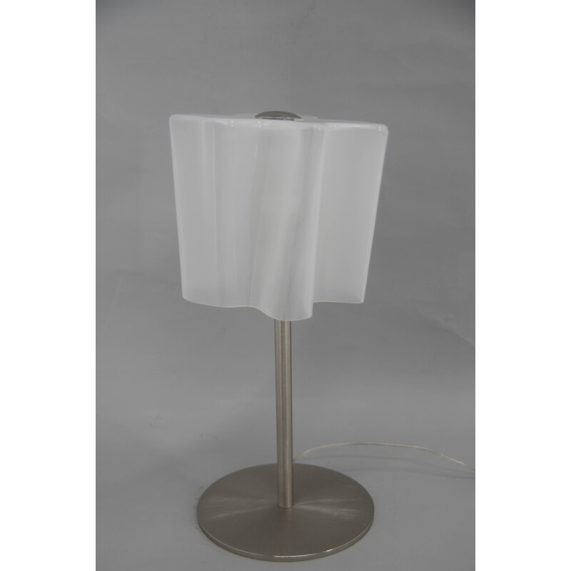 Lampe de table vintage en verre d'art et acier, 2000