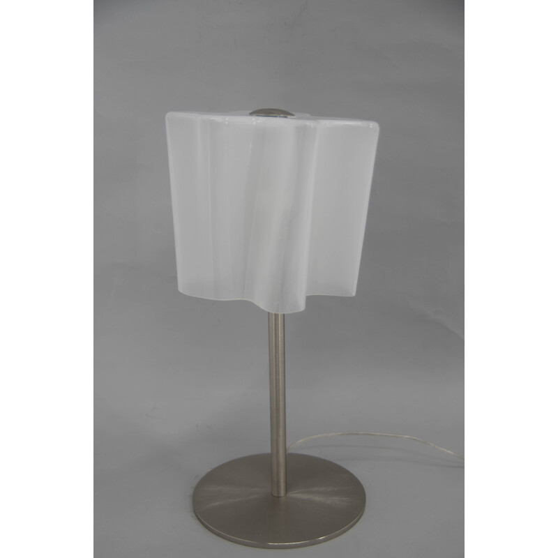 Vintage art glass and steel table lamp, 2000s