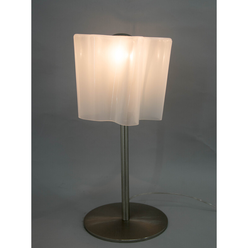 Lampe de table vintage en verre d'art et acier, 2000