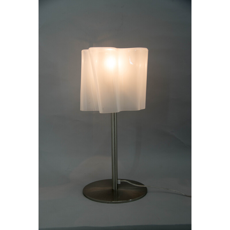 Lampe de table vintage en verre d'art et acier, 2000