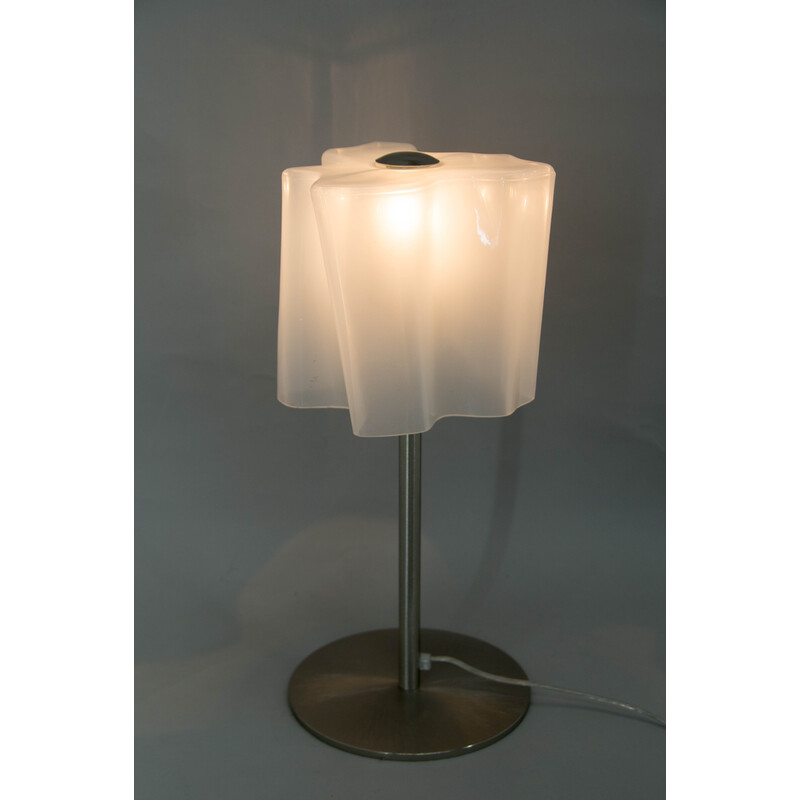 Vintage art glass and steel table lamp, 2000s