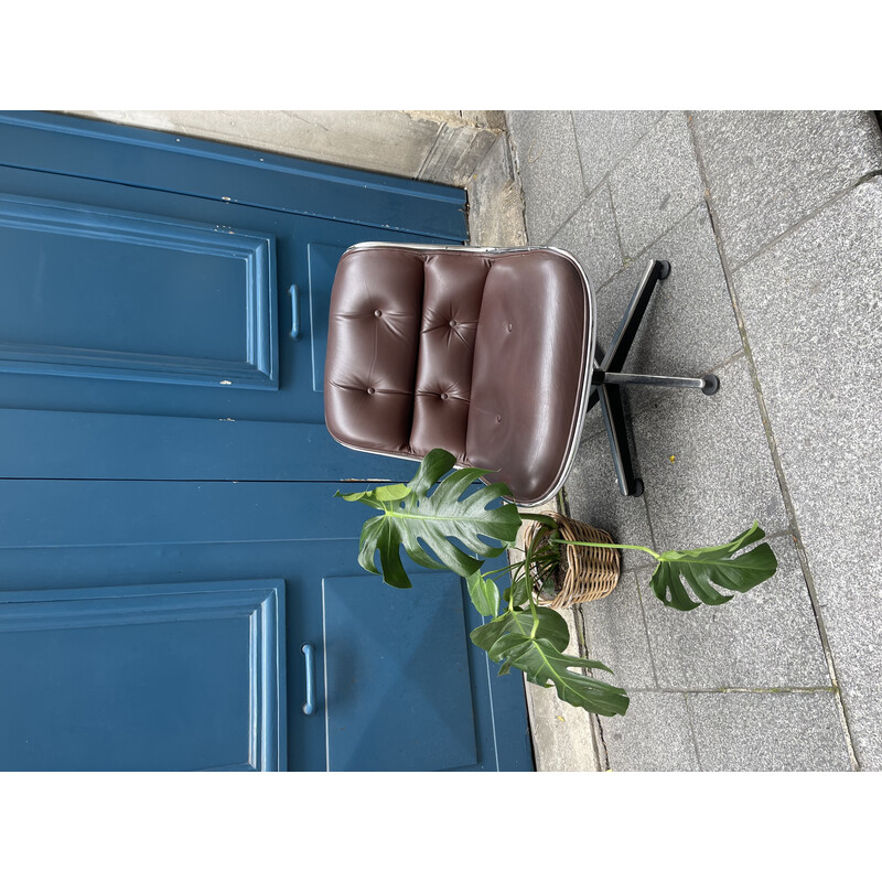 Vintage leather office chair by Charles Pollock for Knoll