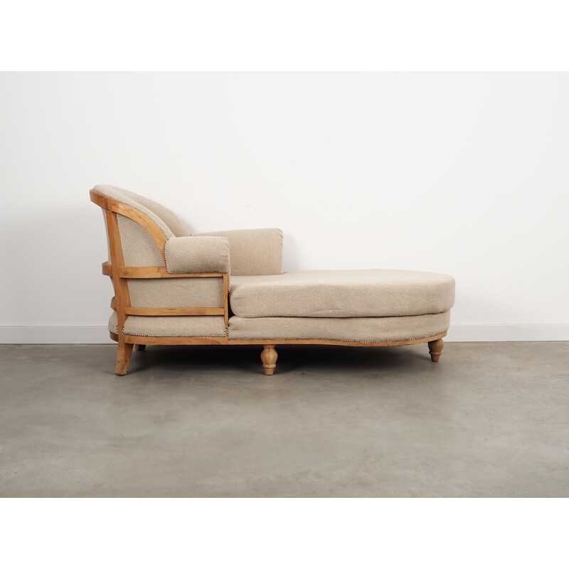 Vintage oakwood and fabric daybed, Denmark 1960s