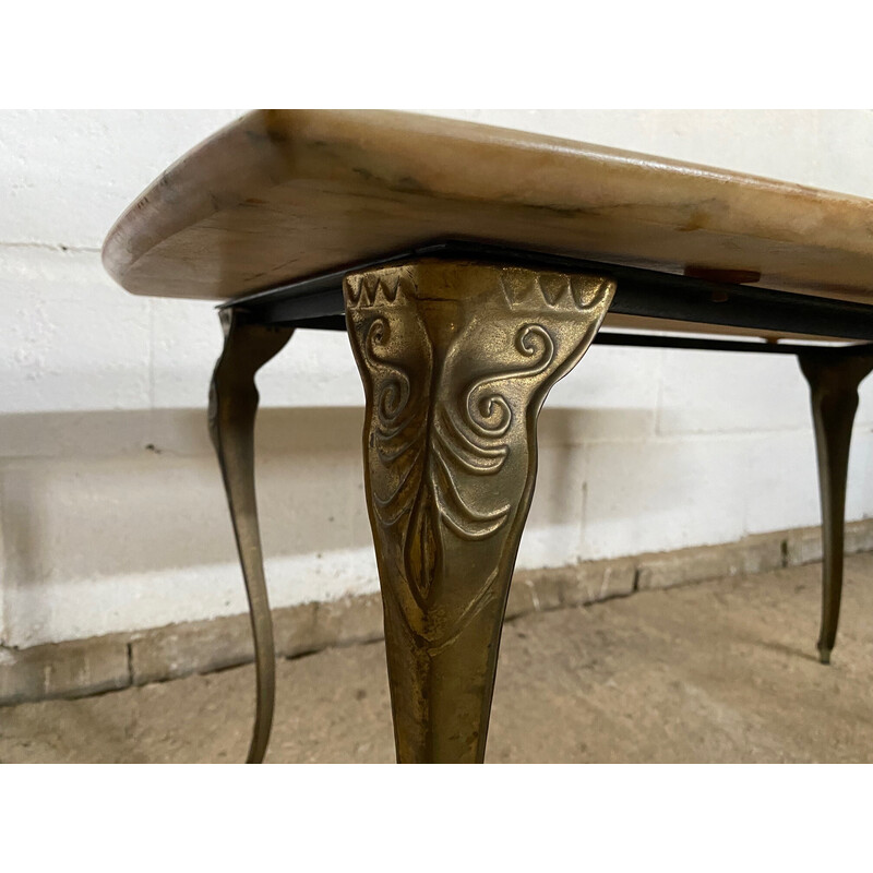 Vintage marble and brass coffee table, 1950