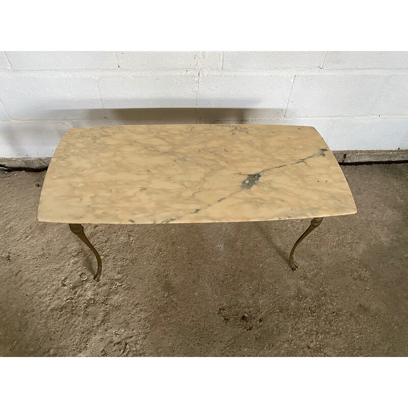 Vintage marble and brass coffee table, 1950