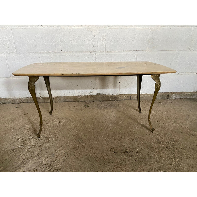 Vintage marble and brass coffee table, 1950