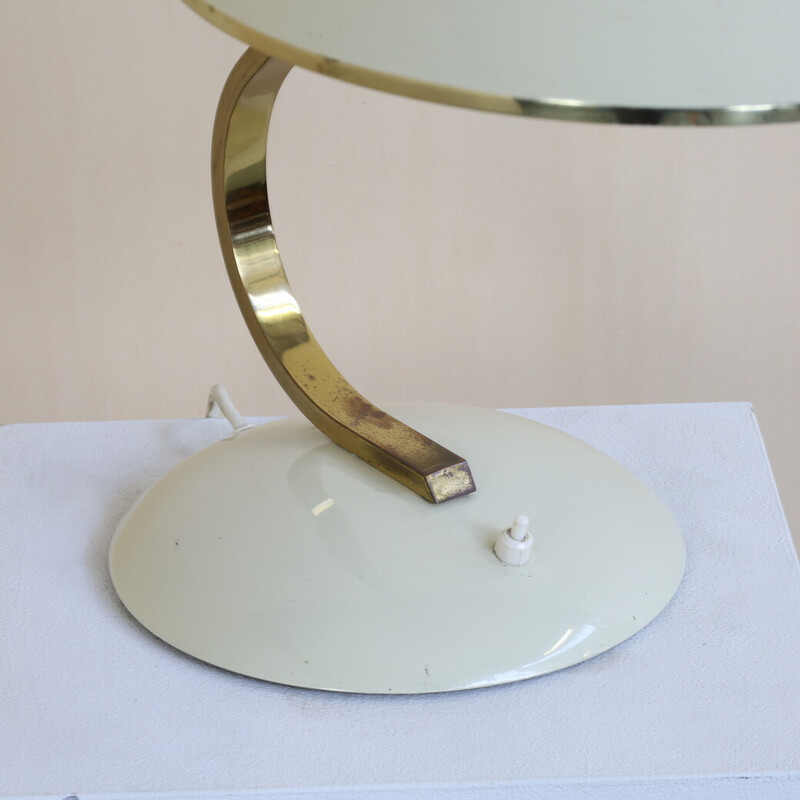 Vintage brass and cream desk lamp, 1960