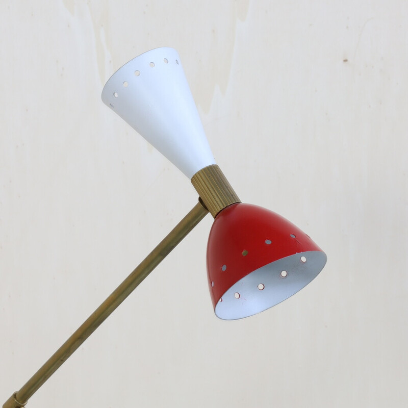 Lampe de table Diabolo en laiton et marbre par Stilnovo, 1950