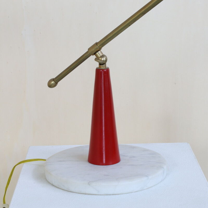 Lampada da tavolo vintage Diabolo in ottone e marmo di Stilnovo, 1950