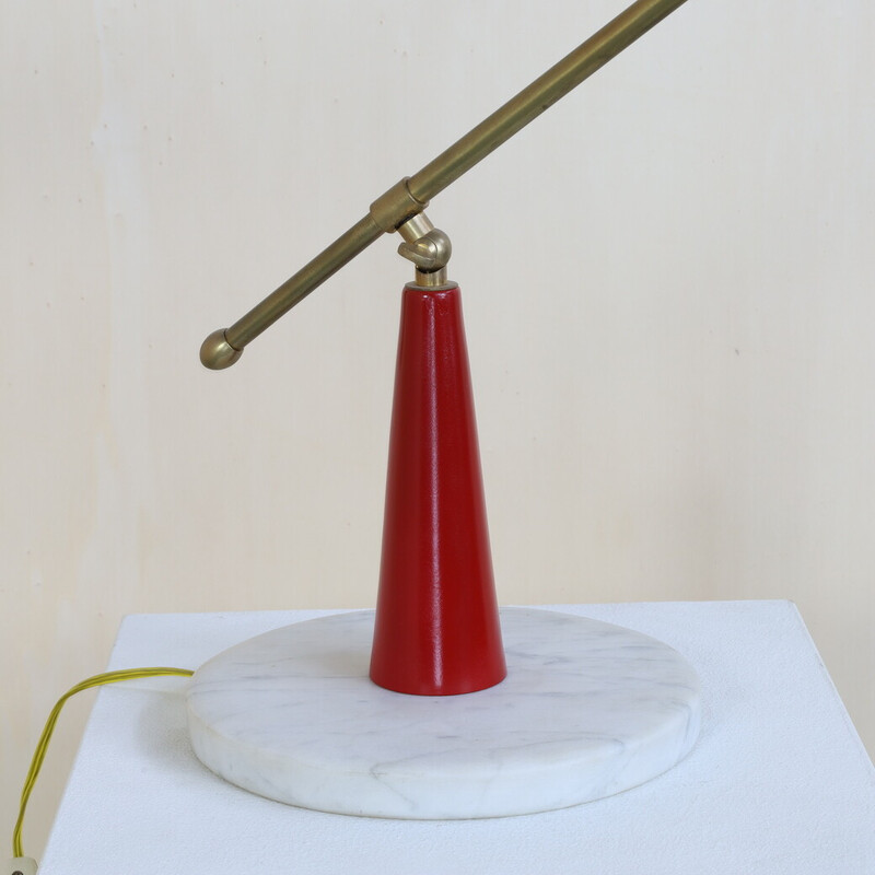 Vintage Diabolo tafellamp in messing en marmer van Stilnovo, 1950