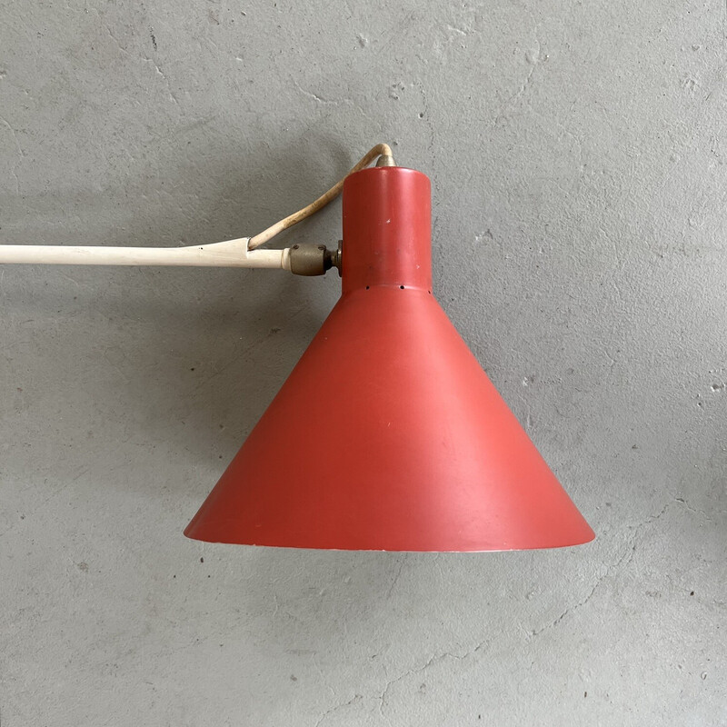 Lampada da parete vintage Elbow paperclip di J. Hoogervorst per Anvia, 1960