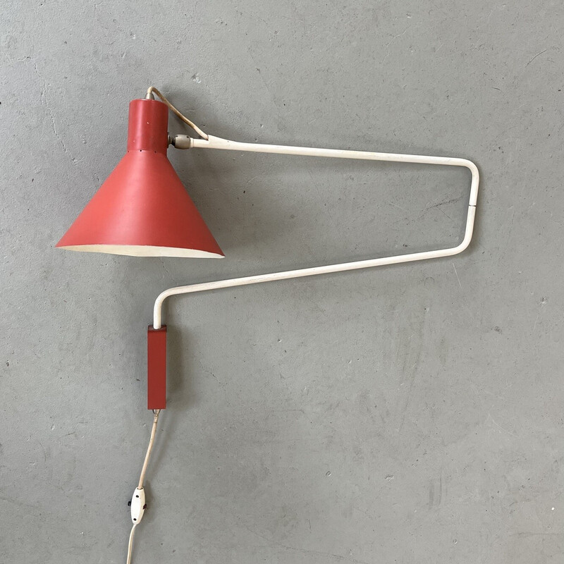 Lampada da parete vintage Elbow paperclip di J. Hoogervorst per Anvia, 1960
