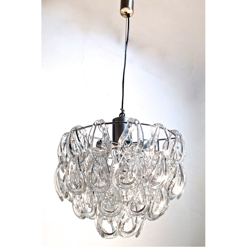 Giogali cristal chandelier by Angelo Mangiarotti for Vistosi - 1960s