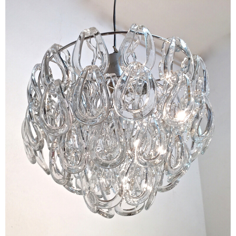 Giogali cristal chandelier by Angelo Mangiarotti for Vistosi - 1960s