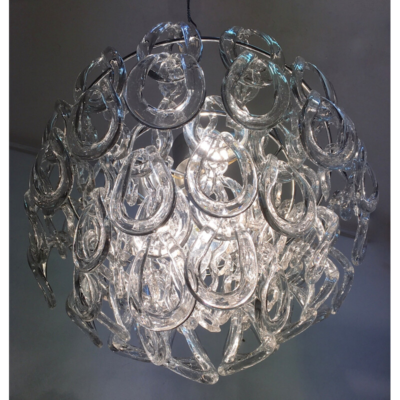 Giogali cristal chandelier by Angelo Mangiarotti for Vistosi - 1960s