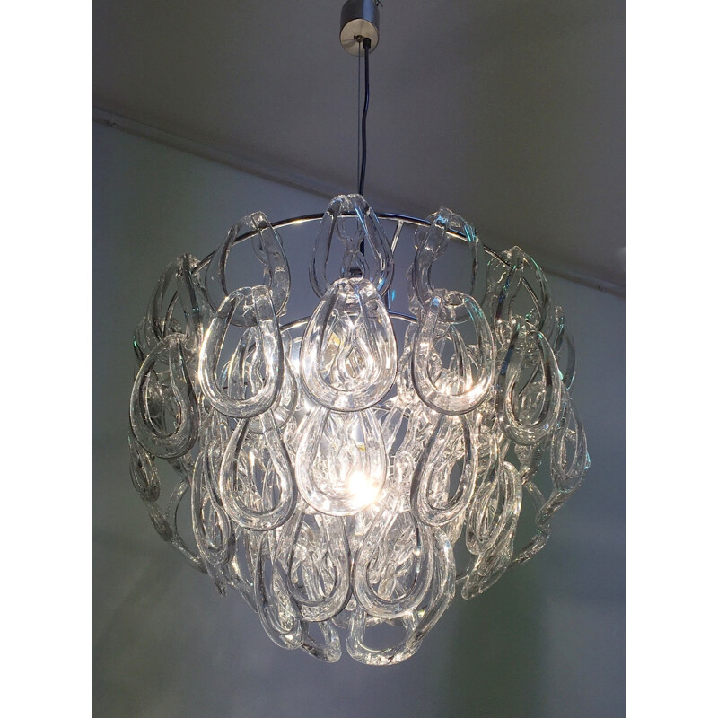 Giogali cristal chandelier by Angelo Mangiarotti for Vistosi - 1960s