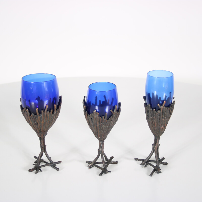 Vintage bronze glasses service, France 1970