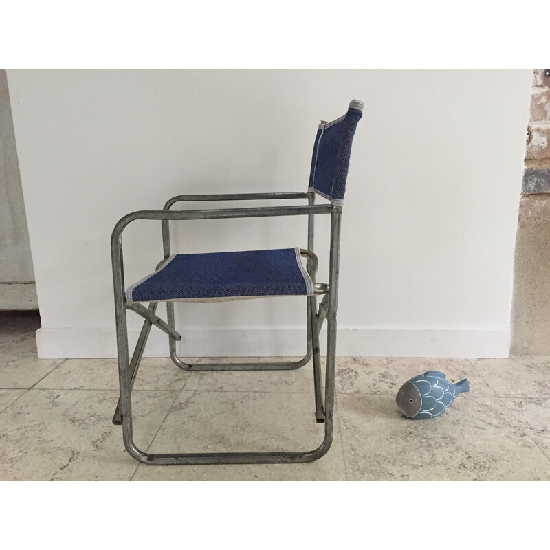 Vintage metal and fabric folding camping chair, 1960-1970