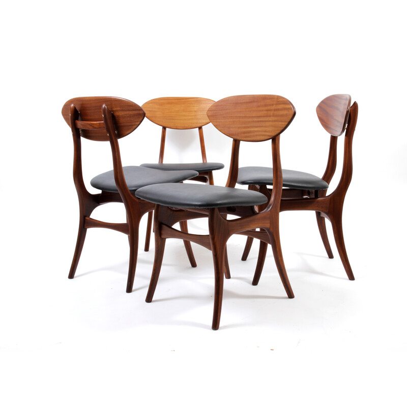 Set of 4 vintage chairs by Louis van Teeffelen for Wébé, Netherlands 1960