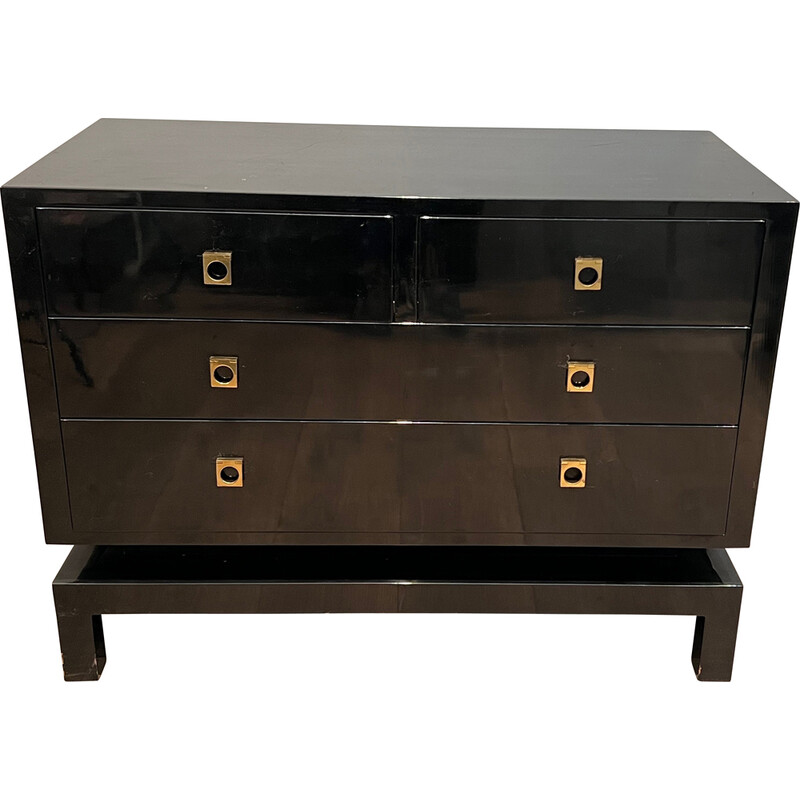 Vintage black lacquered chest of drawers by Guy Lefèvre for Maison Jansen, 1970