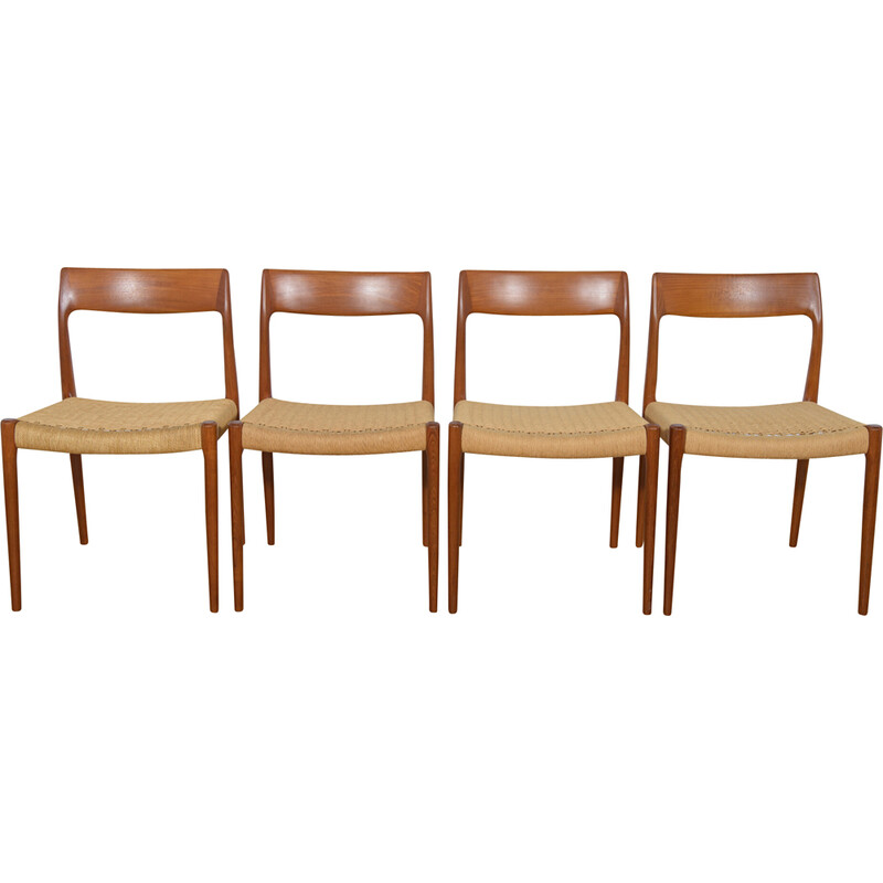 Set of 4 mid-century dining chairs model 77 by Niels Otto Møller for J.L. Møllers, 1960s