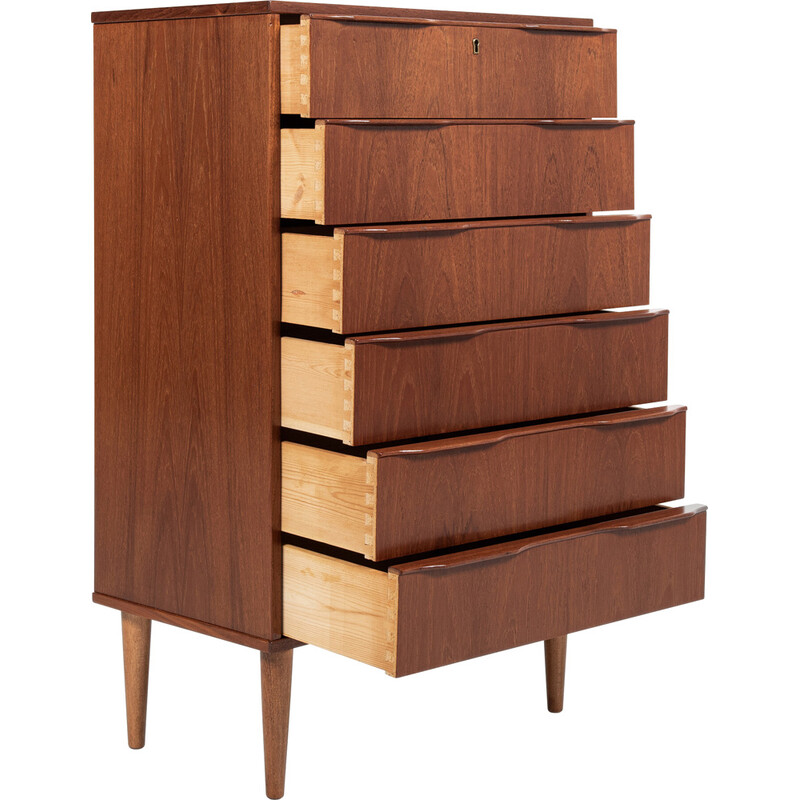 Mid century Danish chest of 6 drawers in teak by Si Bomi Møbler, 1960s
