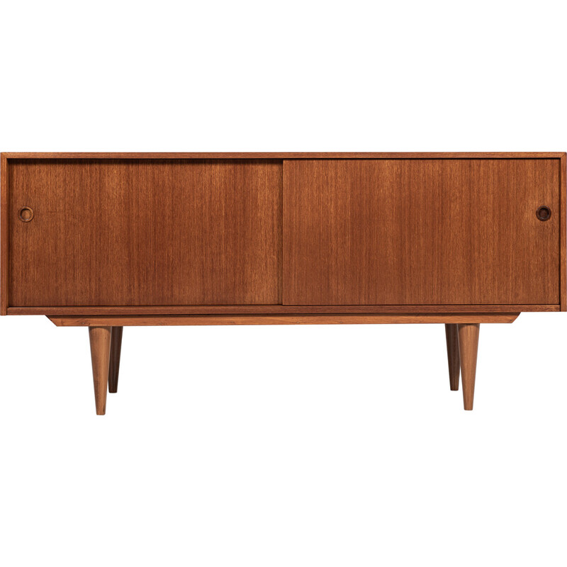 Credenza di metà secolo in teak con 2 ante scorrevoli, Germania 1960