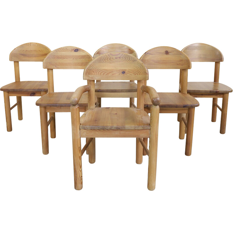 Conjunto de 6 cadeiras de jantar vintage em pinewood de Rainer Daumiller para Hirtshals Sawaerk, década de 1970