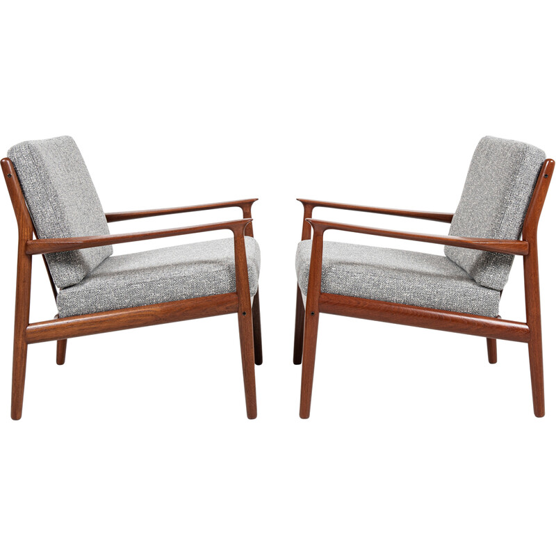 Pair of mid century Danish armchairs in teak by Svend Aage Eriksen for Glostrup, 1960s