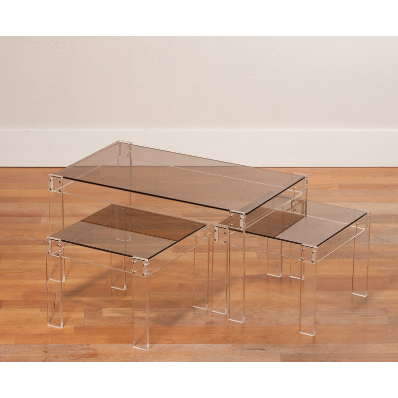 Set of Italian Nesting Tables in plexiglass - 1970s