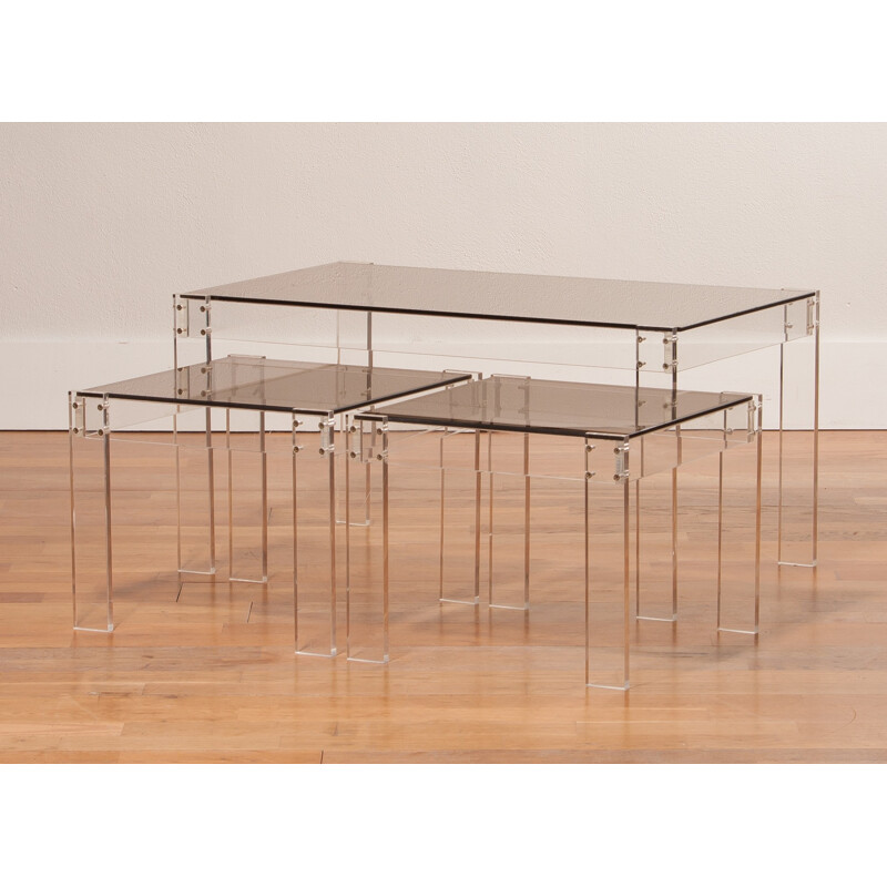 Set of Italian Nesting Tables in plexiglass - 1970s