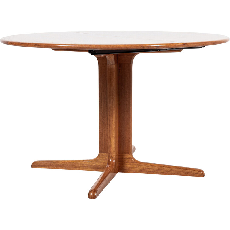 Mid century Danish extendable round dining table in teak by Silkeborg, 1960s