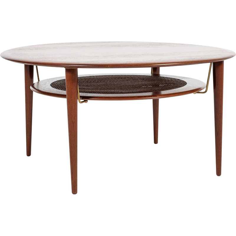 Vintage Danish round coffee table by Peter Hvidt and Orla Mølgaard-Nielsen for France and Daverkosen, 1960s