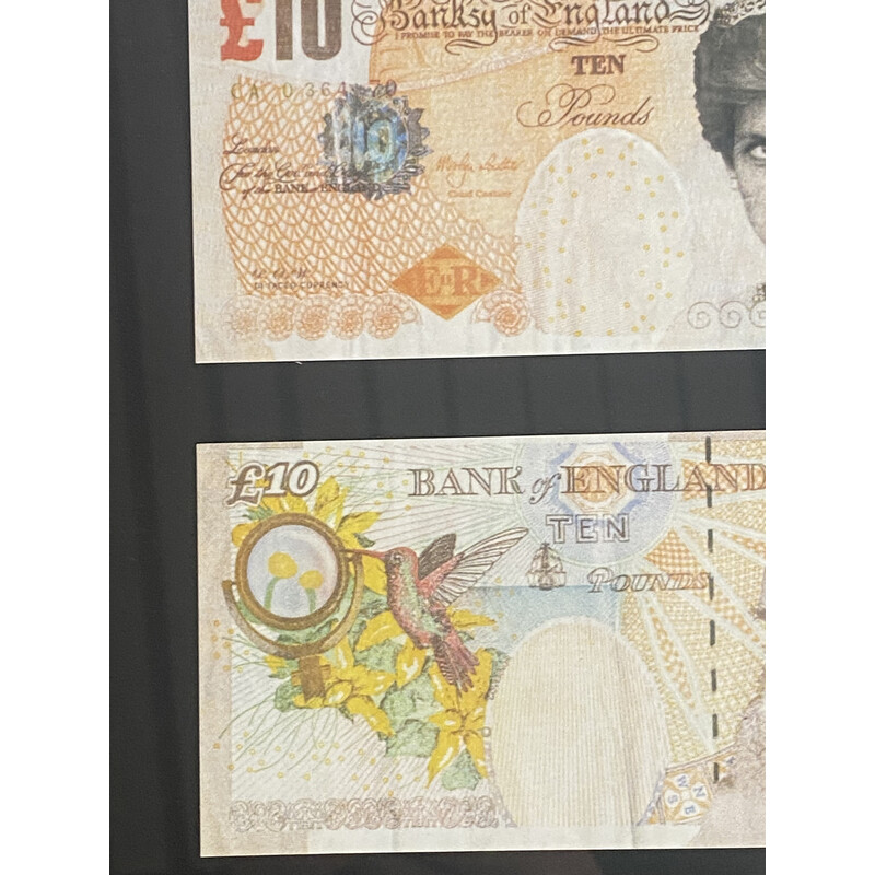 Banconota vintage da 10 sterline con le sembianze di Lady Di emessa da Banksy in Inghilterra