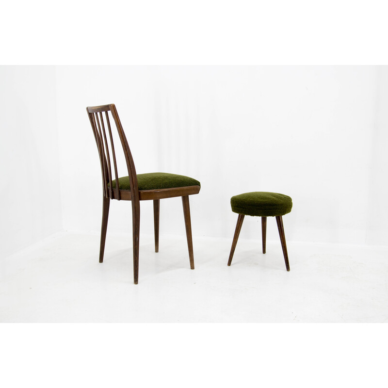 Set of vintage chair and stool, Czechoslovakia 1960s