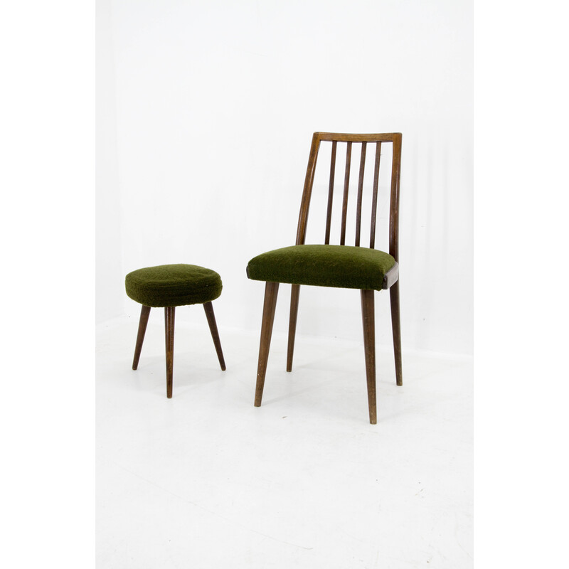 Set of vintage chair and stool, Czechoslovakia 1960s