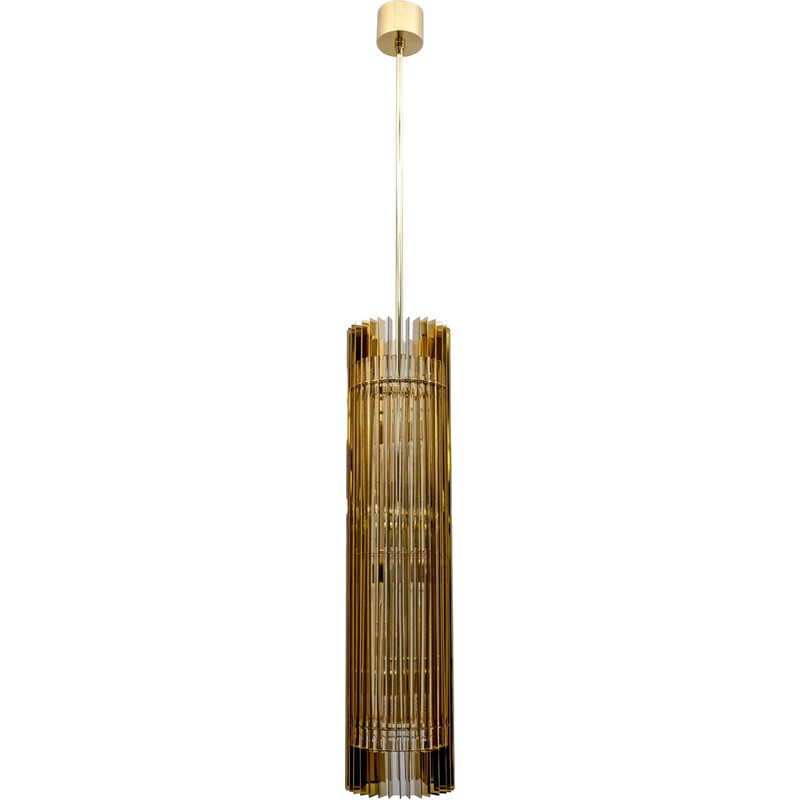 Vintage brass and crystal Murano pendant lamp by Romani Saccati for Gucci