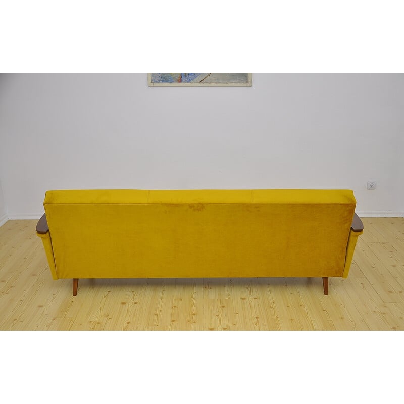 Vintage velvet sofa with fold-out function, 1960s