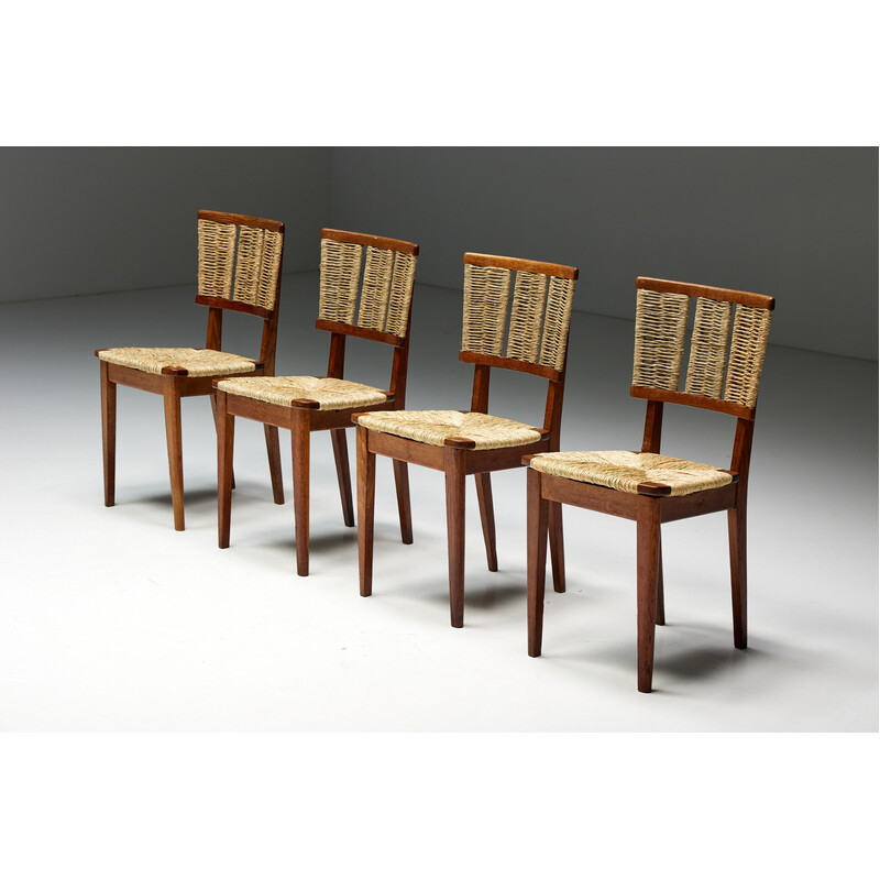 Vintage 'A2-1' dining chairs in oakwood and wicker by Mart Stam, 1947