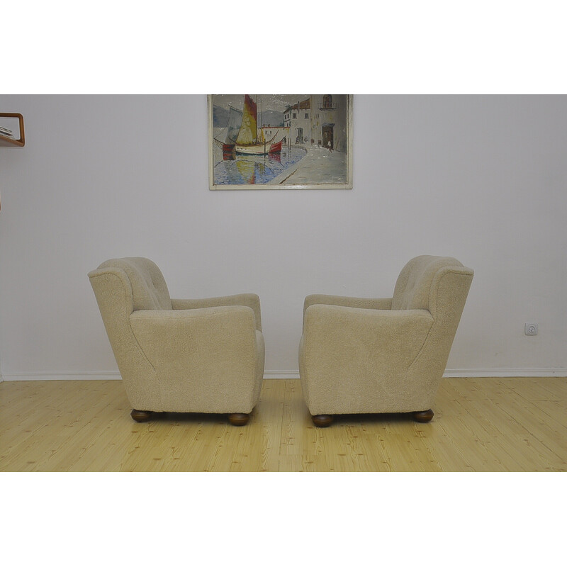 Art deco vintage beige armchair, 1960s