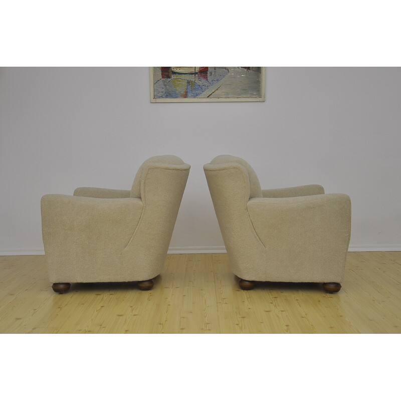 Art deco vintage beige armchair, 1960s