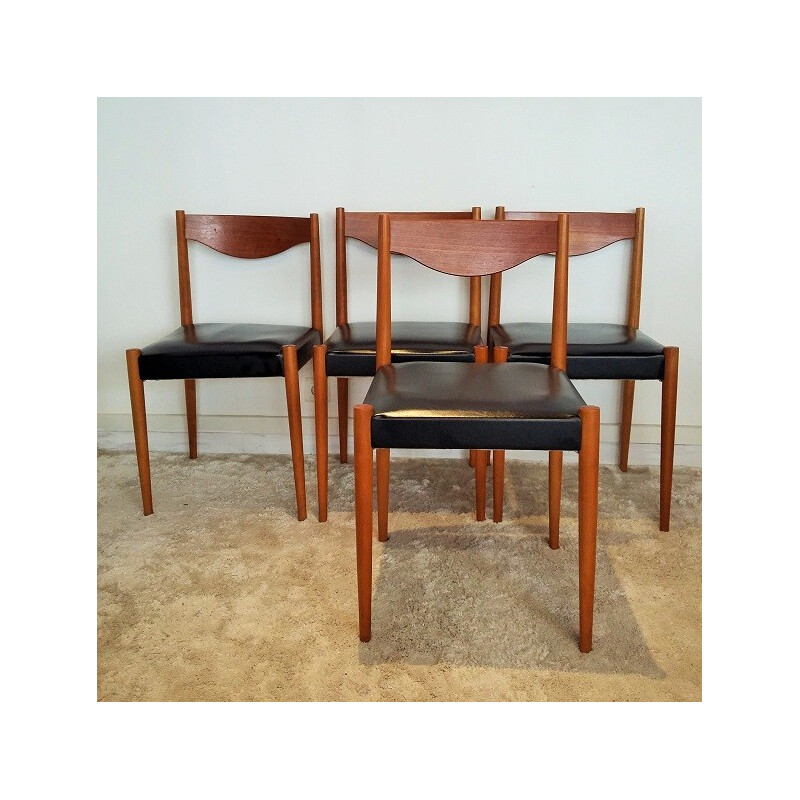 Set of 4 Silva Baumann beech chairs - 1960s