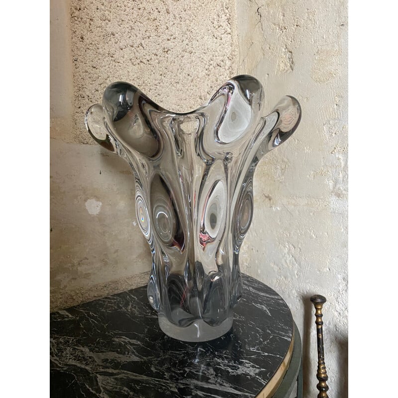 Vase vintage "tête de Girafe" de la cristallerie de Vannes, 1950