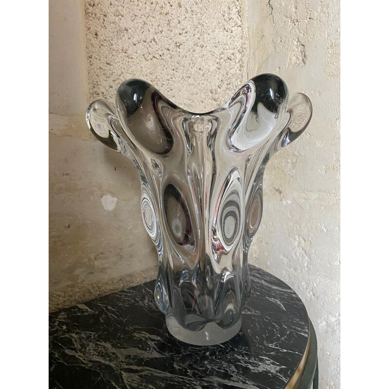 Vase vintage "tête de Girafe" de la cristallerie de Vannes, 1950