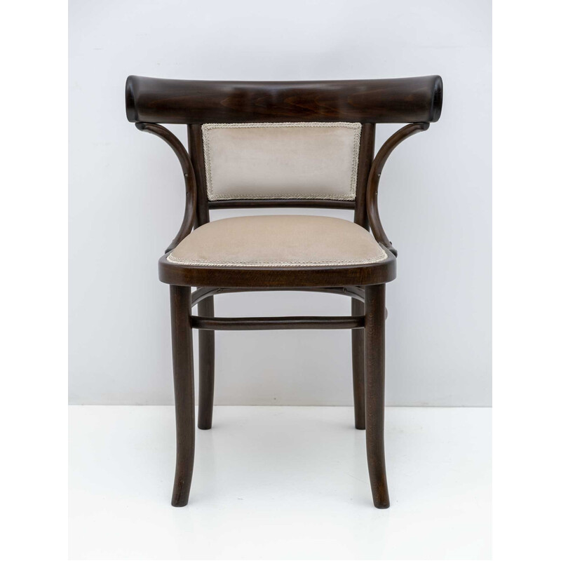 Vintage Thonet Austrian curved wood armrests chair, 1920s