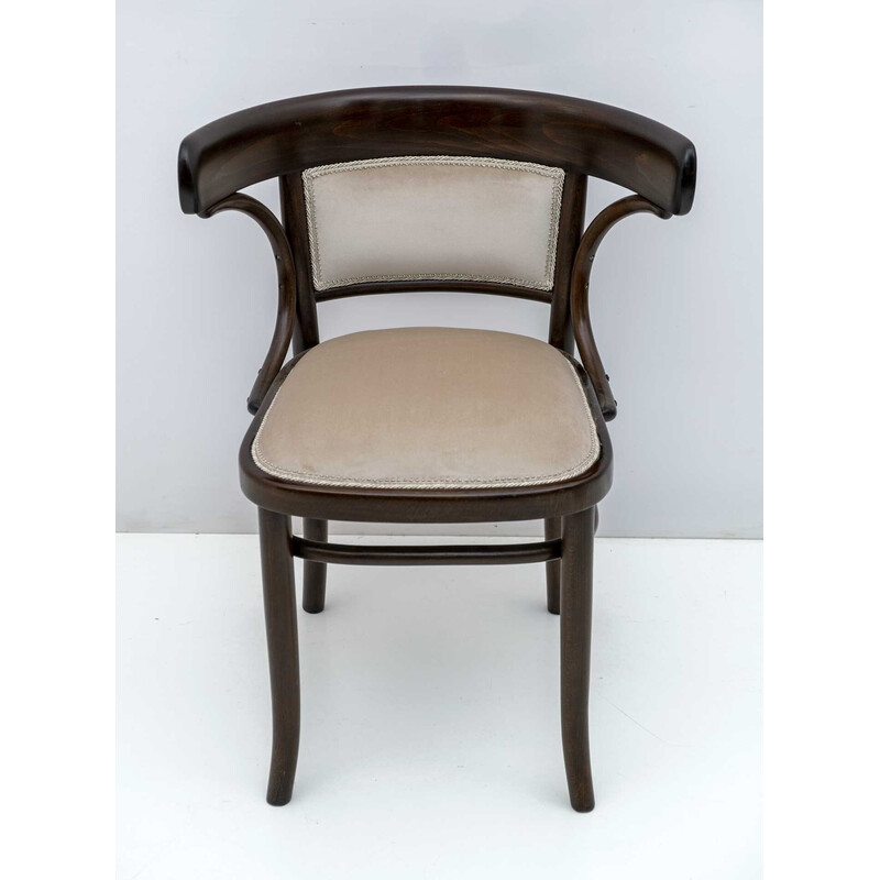 Vintage Thonet Österreichischer Stuhl mit geschwungenen Holzarmlehnen, 1920er Jahre