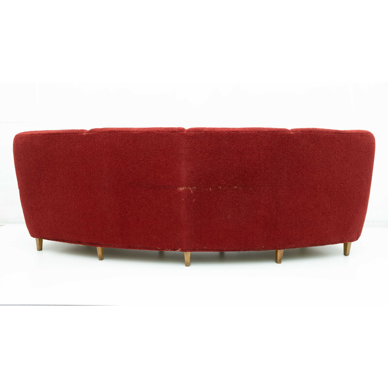 Italienisches geschwungenes Viersitzer-Sofa aus der Mitte des Jahrhunderts aus Samt, 1950er Jahre