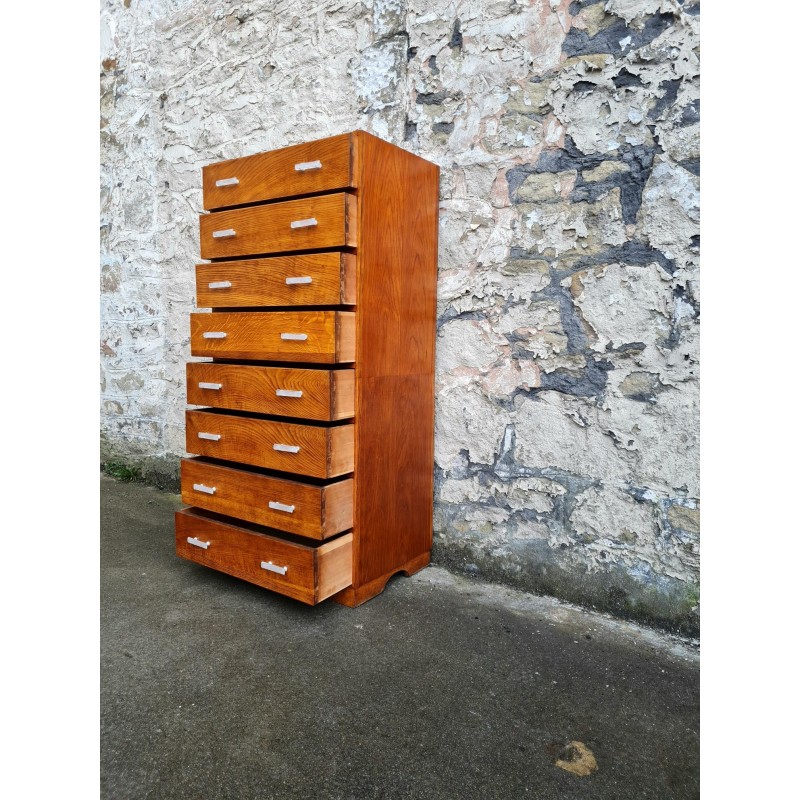 Vintage oakwood eight drawers chest of drawers