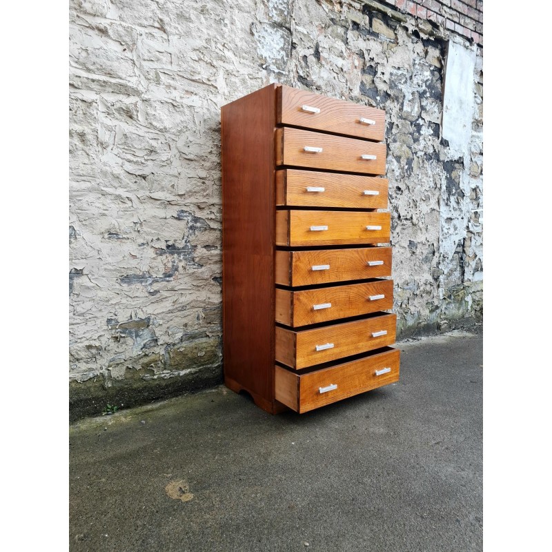 Vintage oakwood eight drawers chest of drawers