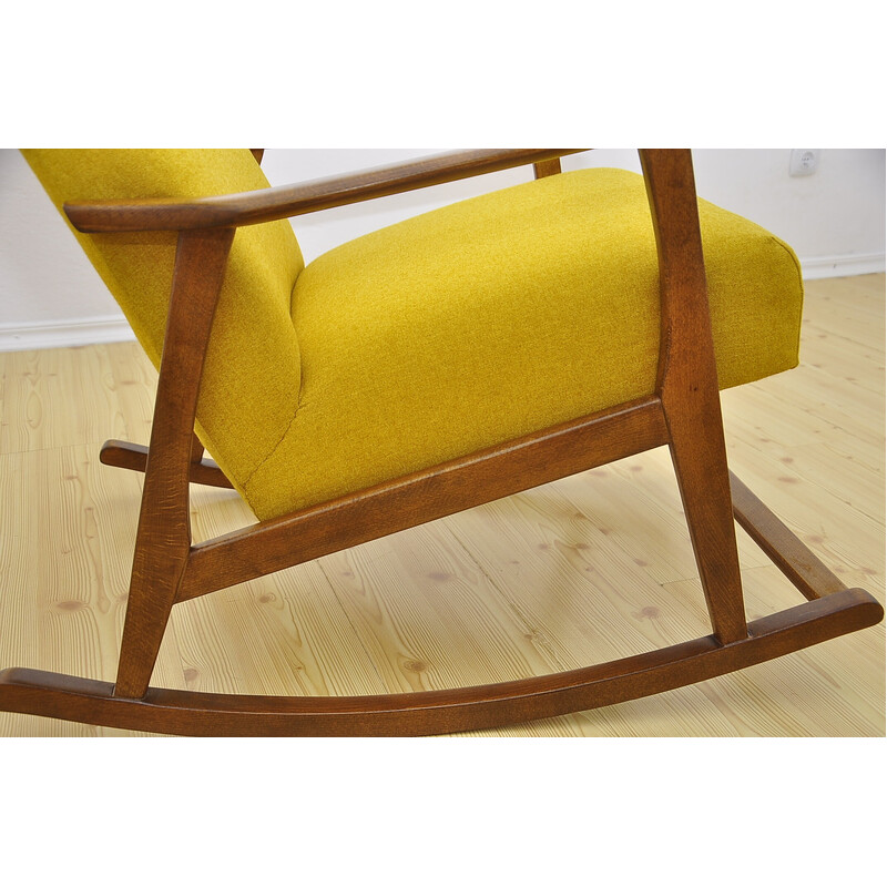 Vintage yellow rocking chair, 1950-1960s